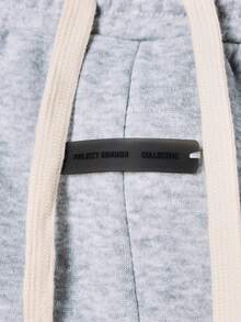 SUMWON Casual Drawstring Wide Leg Knee Length Jorts With Side Pockets For Summer Street Style Everyday Comfort Plain - Light Grey - View 6