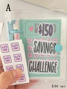 $150/$300/$500/$1000 迷你活页夹储蓄挑战，25 张纸套，金钱挑战口袋整理器 - 彩色 - 查看 17