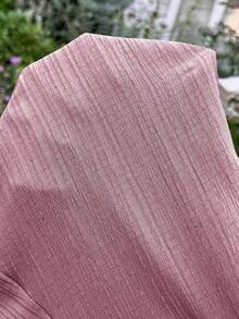 SHEIN Maternity Solid Color Knotted Waist Decor Casual Versatile Daily Wear Romper - Pink - View 7