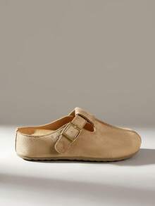 Solecia Sepatu Flat Wanita Kasual Serbaguna untuk Perjalanan dengan Gesper - Khaki - View 1
