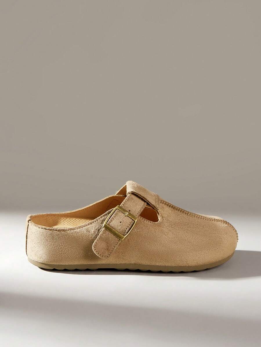 Solecia Sepatu Flat Wanita Kasual Serbaguna untuk Perjalanan dengan Gesper - Khaki - View 1