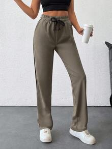 RueChic Women's Beige Drawstring Detailed Sweatpants - Beige - View 5