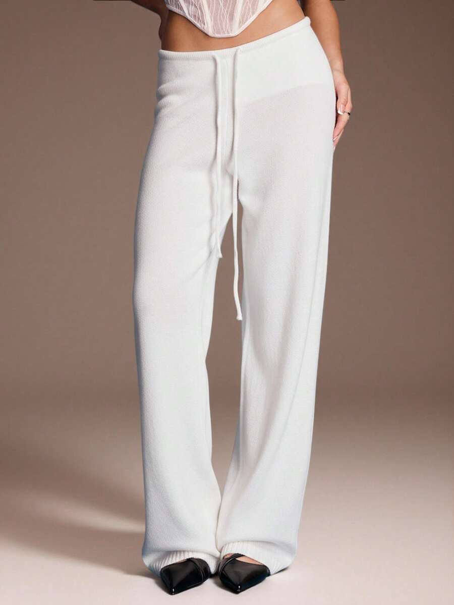 Normani بنطلون كاجوال واسع الساق بخصر مربوط بسحاب، قطن مضلع، مناسب للخريف والشتاء واستخدامات المكتب والعمل وأعياد الميلاد