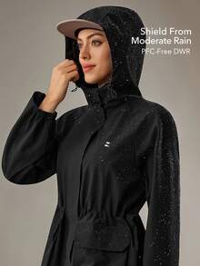 OutZeal Women Outdoor Jacket Hiking Camping Water-Resistant Drawstring Waist With Flap Pockets - Black - View 2