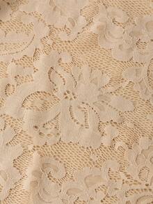 Ellevyn Women's Lace Patchwork Fashionable Versatile Party Mini Skirt - Apricot - View 6