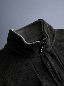 Driftmere 男士秋冬羊毛夹克，双面羊羔绒衬里，商务休闲加厚保暖外套，情侣款 - 黑色 - 查看 5