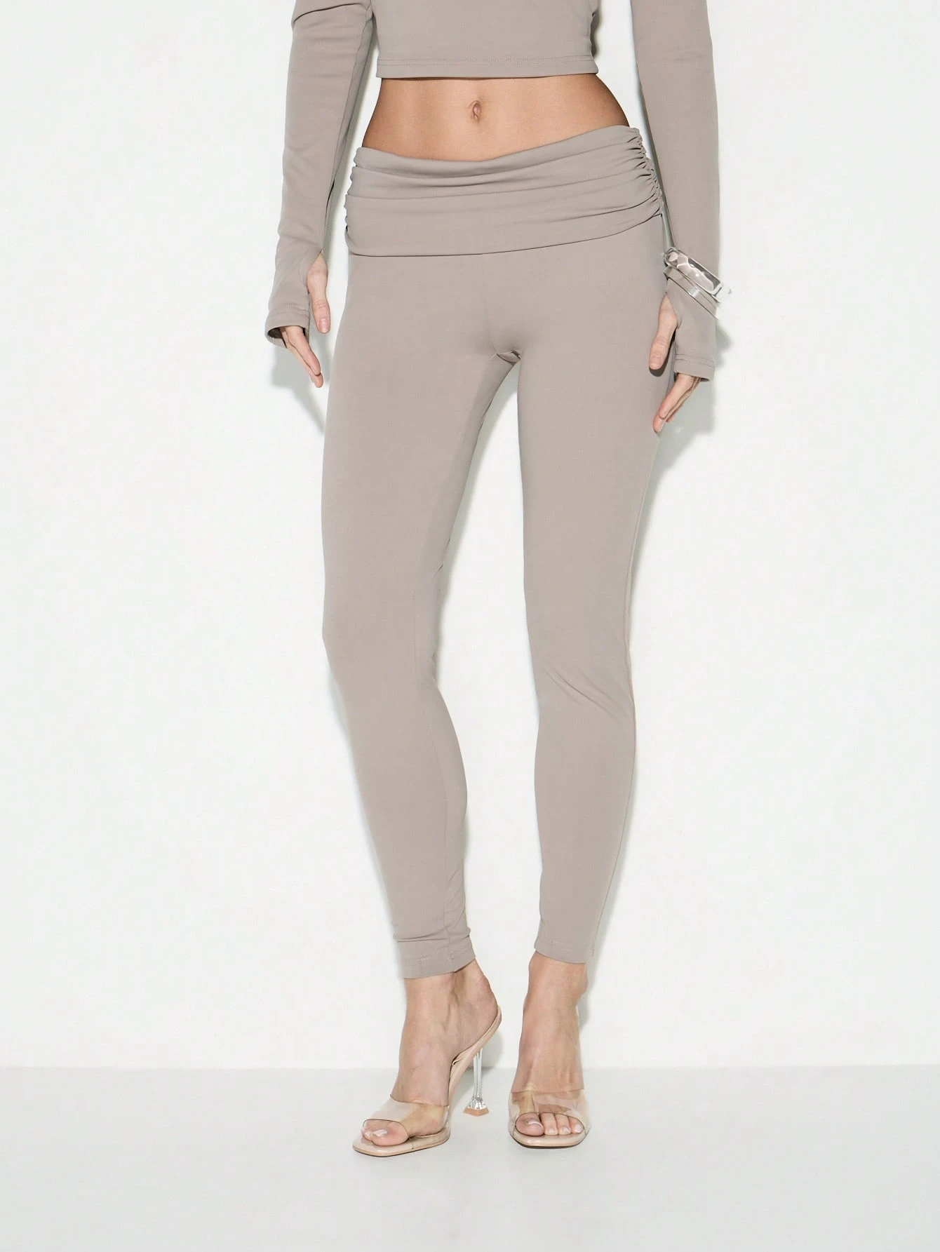KIZN High Waisted Gathered Waistband Leggings
