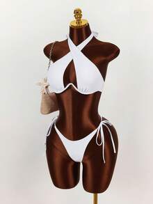 Amplova Women's Swimsuit Set, White Steel Cup Sexy & Avant-Garde 2 Pieces, Suitable For Vacation