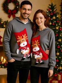 Dúo de Suéteres Navideños para Mujer | Punto Jacquard con Copos de Nieve - Gris - Ver 3