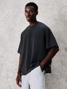 SUMWON Essentials Raglan Short Sleeve Crew Neck T-Shirt Casual Oversized Fit Everyday Comfortable Basic Tee Plain - Grey - View 5