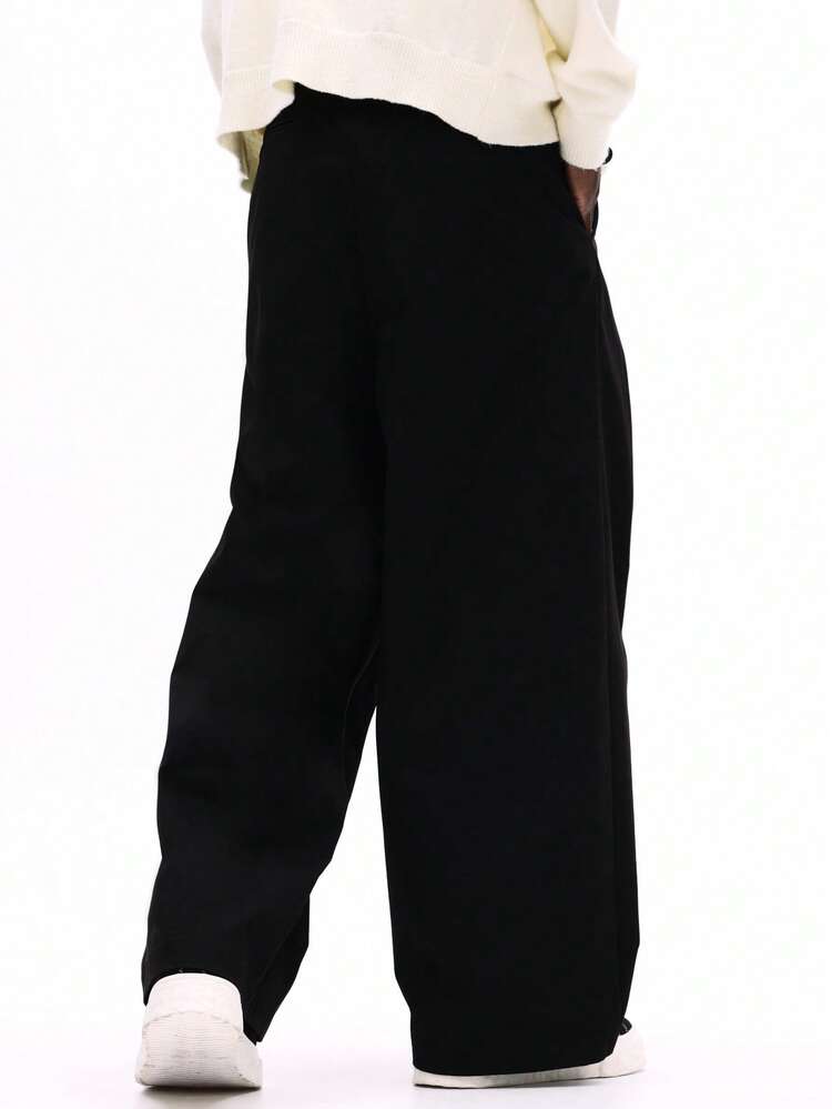 ハイウエストバンド付きワイドレッグプリーツテーラードパンツ