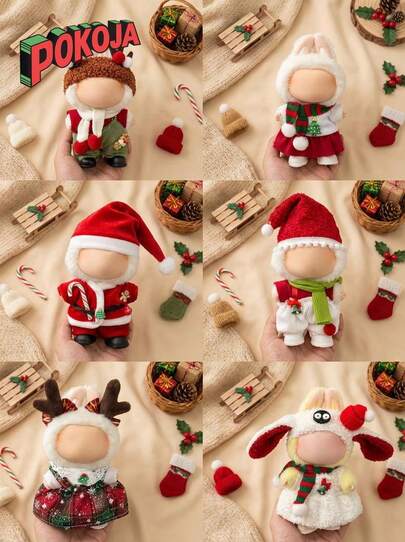 仅限衣服，全新 17 厘米婴儿服装，适合第一代、第二代和第三代 Labubus 婴儿服装，圣诞节可爱婴儿服装，Labubus Christm（仅限衣服、帽子、围巾、头饰）作为婴儿服装套装