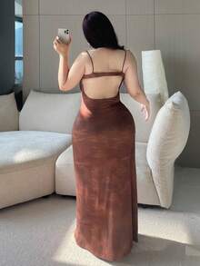 Dazy Plus Sexy Contrast Lace Bodycon Lingerie Nightgown - Khaki - View 4