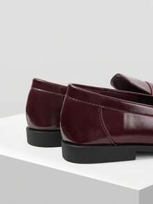 MOTF PREMIUM WOMEN PU LEATHER ROUND TOE LOAFERS SHOES VALENTINE'S DAY - Burgundy - View 8