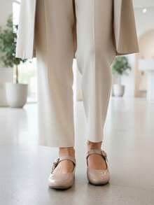 Zapatos tipo Mary Jane Mujer Modernos Casual Elegantes Comodos Ajustables - Patent Baby Pink - Ver 3
