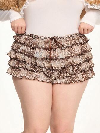 Fairycore Pantaloncini taglio Mori stile retrò hippie, taglia comoda, con stampa di cervi e cerbiatti