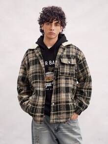 Open Phase 男士时尚休闲格子针织加厚抓绒外套，秋冬INS风，日常搭配，男友/老公礼物 - 黑色 - 查看 3