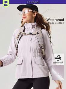 OutZeal 女士户外夹克 露营徒步 防水防风 多口袋 - 淡紫色 - 查看 1