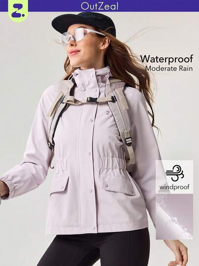 OutZeal 女士户外夹克 露营徒步 防水防风 多口袋