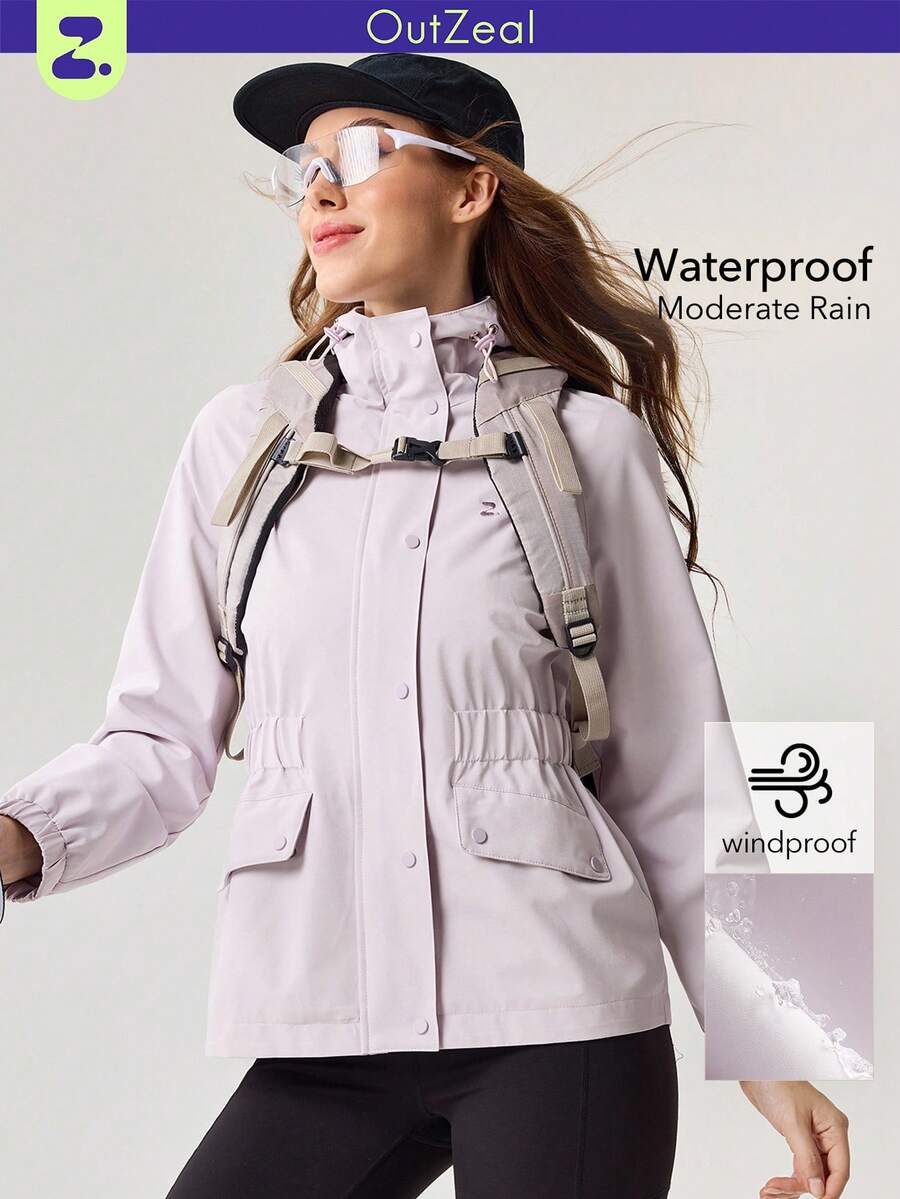 OutZeal 女士户外夹克 露营徒步 防水防风 多口袋 - 淡紫色 - 查看 1