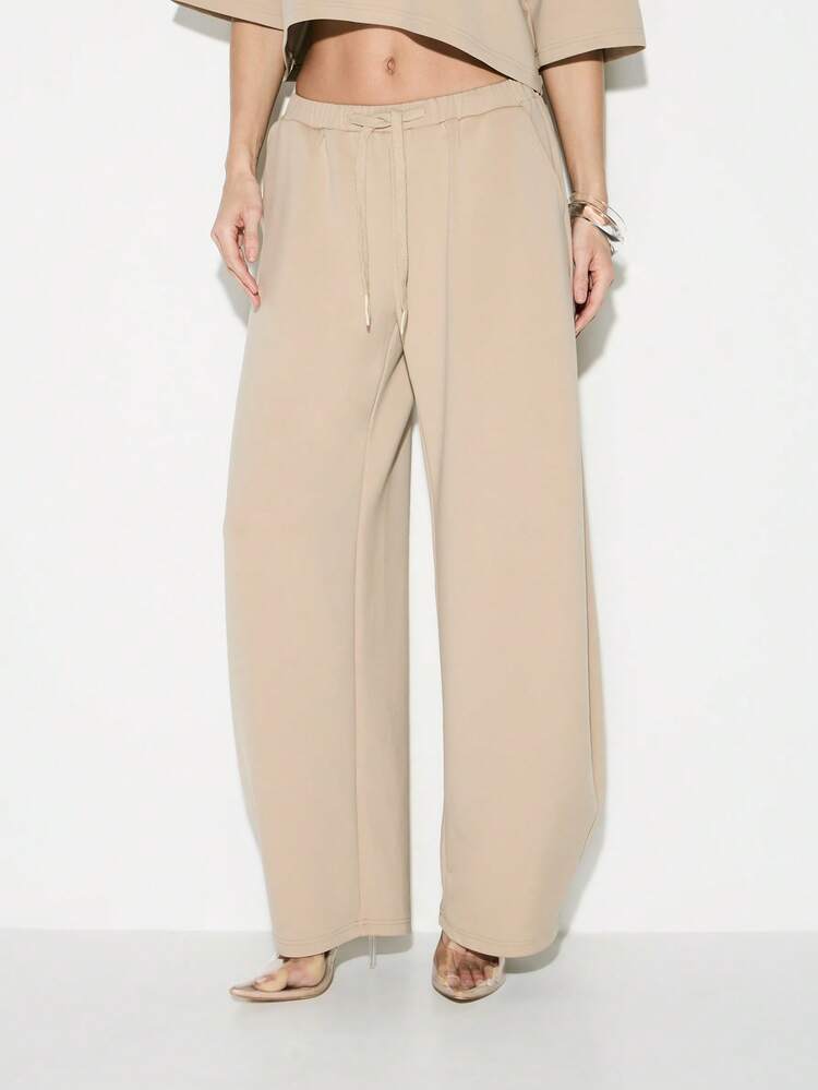 KIZN Relaxed Drawstring Waist Wide Leg Sweatpants Comfortable Jogger Pants Casual Loose Fit Lounge Wear