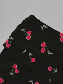 SHEIN Essnce 两件套女士蕾丝吊带背心和褶皱短裤，适合夏季穿着 - 黑色 - 查看 4