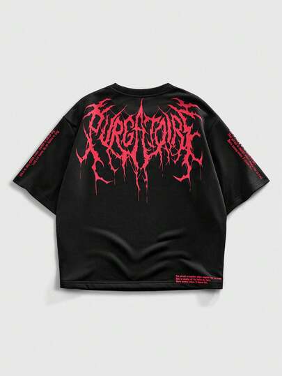 Goth T-shirt à manches courtes col rond avec imprimé graphique bicolore Épine sombre pour hommes