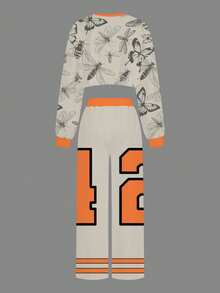 Slaydiva Ropa de mujer otoño/invierno 2025, ropa de mujer de otoño, ropa de mujer de invierno, ropa de invierno, Y2K, ropa de calle, conjunto de dos piezas para mujer, ropa de vuelta al colegio, ropa de salida para mujer, Mariposa n.º 24 Impresión - Multicolor - Ver 5