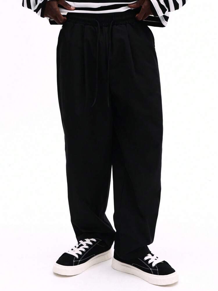 Barrel Fit Pleated Pull On Pants