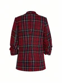 Ellevyn Women's Red Tweed Blazer, Christmas - Multicolor - View 9