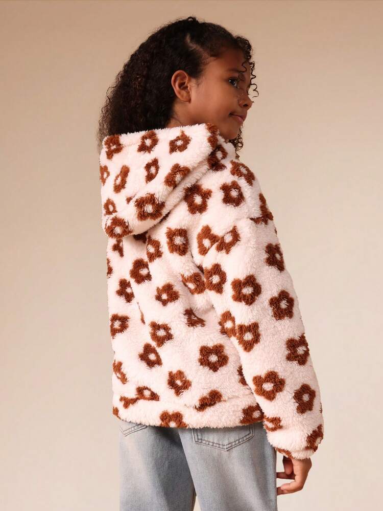 Fuzzy Leopard Print Hooded Jacket