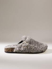 Solecia 女士休闲百搭通勤简约毛绒平底鞋 - 灰色 - 查看 1