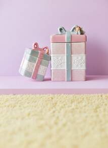 Joivida 1pc Cute Bow Gift Box-Shaped Storage Jar, Valentine's Day Pink Girlish Ceramic Sealed Jar Storage Jar, Storage Jar Can, Decorative Item, Suitable For Bedrooms, Living Rooms, Entrance Halls, Storage And Decorative Items Ramadan Festival