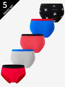 Bộ 5 quần lót cotton in hình nhện thoải mái cho bé trai - Nhiều màu - Xem 2