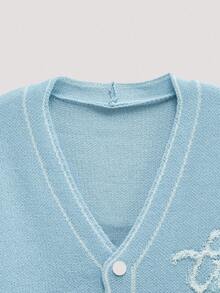 Open Phase Men's V-Neck Button Striped Knit Cardigan Jacket, Casual Loose Streetwear, Suitable For Spring, Autumn, Winter INS,Daily Matching, Boyfriend/Husband Gift, - Blue - View 3