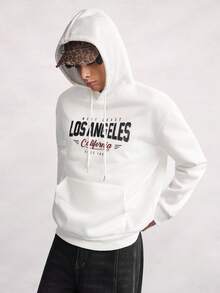 Open Phase 男士字母图案连帽卫衣，适合秋冬春夏穿着，日常搭配，送给男友/老公的礼物 - 白色 - 查看 6