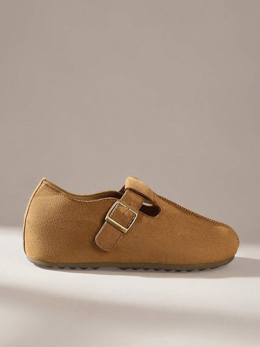 Solecia Women's Casual Versatile Commute Simple Buckle Flats - Brown - View 1
