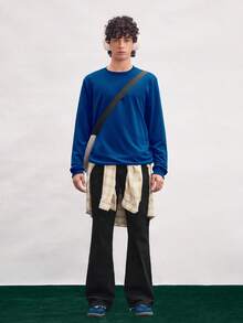 Open Phase Men's Casual Crew Neck Sweatshirt, Basic Versatile Pullover Top, Essential For Street Style Layering, Autumn/Winter Spring To Summer - Royal Blue - View 2