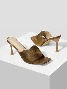 MOTF PREMIUM WOMEN BRAID SQUARE TOE HEELED SANDALS FOR CHRISTMAS - Brown - View 9