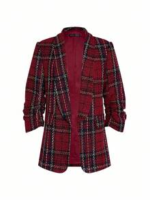 Ellevyn Women's Red Tweed Blazer, Christmas - Multicolor - View 3