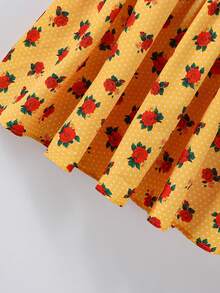 New Girls 4-7 Years Old Spring/Autumn Vintage Print Long Sleeve Dress, Fashionable & Cute Daily Outfit With Small Backpack, Casual, Chic, Suitable For School, Vacation, Travel, Outdoor, Back To School Kids Yellow Dress Yellow Church Dress For Girls Yellow Dress For Girls Little Girl Lemon Dress Bee Dress For Girl Yellow Rose Print Dress Little Girl Yellow Dress Girl Puff Sleeve Dress Muslim Clothes For Kids Thobes For Kid Girls Family Matching Dresses Kids Arabic Dress