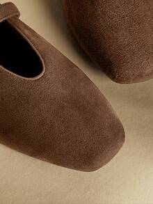 Rosivie 女士休闲百搭通勤简约搭扣平底鞋 - 棕色 - 查看 5