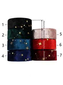 2Meter/Lot Double-Sided Gold Star Golden Velvet Cloth Ribbons 1"(25MM) Bow Cap DIY Clothing Accessories Party Gift - Multicolor - View 10