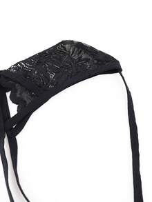 1pc Sexy Lace Trim Breathable Briefs For Men - Black - View 8