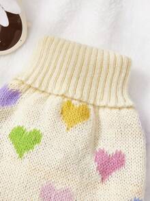 PETSIN 1pc Colorful Love Printed Beige Pet Sweater Valentine's Day Autumn/Winter Thick Warm Pet Clothes - Multicolor - View 7