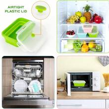 صندوق غداء قابل للطي قطعة واحدة، صندوق غداء من السيليكون، صندوق تخزين سلطة الفواكه، صندوق تخزين طعام محمول للسفر، حاوية تخزين طعام للنزهات والتخييم، مع غطاء محكم الإغلاق وصمام تهوية، مانع للتسرب وسهل التنظيف - متعدد الألوان - مشاهدة 8