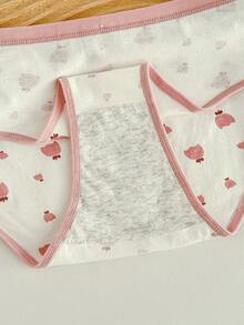 Quần lót bikini họa tiết hoa trang trí nơ cho nữ 5 chiếc/gói - Hồng - Xem 5