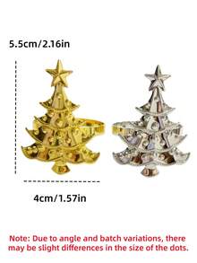 6pcs/12pcs New Stylish New Year Christmas Tree Decorations , Suitable For Hotel Wedding Banquet Table Decorations, Napkin Rings, Table Organizers, And Keeping Tables Tidy. - Multicolor - View 2