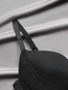 EmpressEnvy Plus Size Sexy Women's Lingerie, Lace Patchwork Design For Stable Support, Suitable For Daily Wear, Commute, And Party - Black - View 3