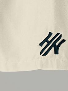 Manfinity Homme 2 件男士字母印花圆领短袖 T 恤和抽绳腰袋短裤套装 - 彩色 - 查看 5